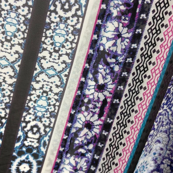 Express Womens Small Open Front Short Kimono Topper Pink Blue Geometric Floral - Picture 4 of 7